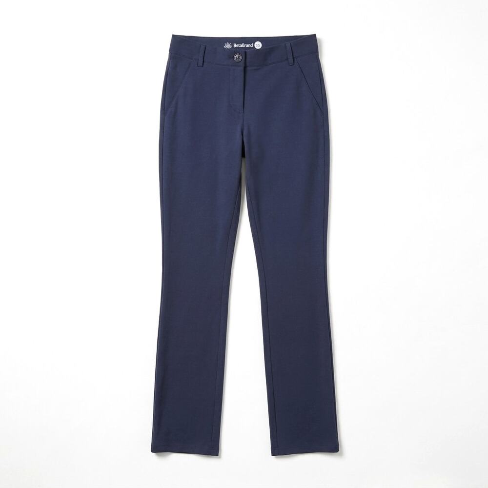 Betabrand Stretch Knit Dress Pant Yoga Pants Navy Blue Pull On Womens XS